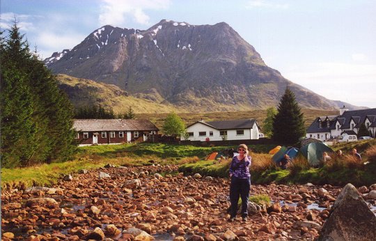 Angela at King's House, Glen Coe with the DoE students (and YES she is on the phone!)